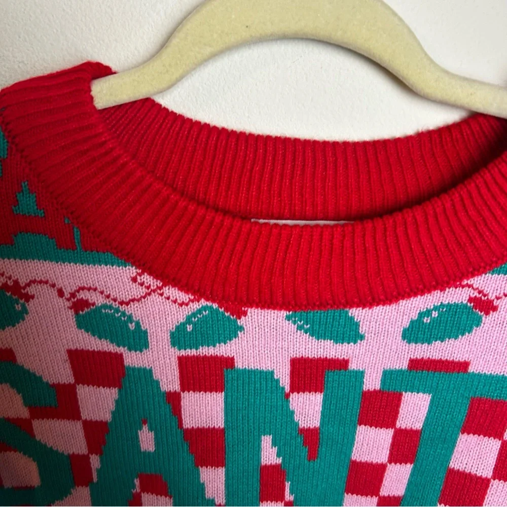 Santa Baby pink and red checkered Christmas sweater by Grayson Threads size: XL - Picture 5 of 9